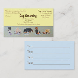 Aanstelling van diensten voor hondenverzorging en  afsprakenkaartje