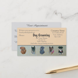 Aanstelling van diensten voor hondenverzorging en  afsprakenkaartje