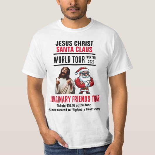 Aanstootgevende Jezus en Santa Imaginary Friends T T-shirt (Voorkant)