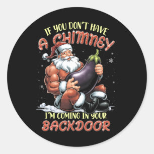 Aanstootgevende Kerstmis Adult Innuendo Santa Rude Ronde Sticker