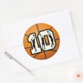 Aantal 10 Basketball en Spelers Ronde Sticker (Envelop)