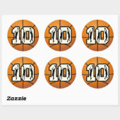 Aantal 10 Basketball en Spelers Ronde Sticker (Vel)