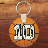 Aantal 10 Basketball en Spelers Sleutelhanger (Voorkant)