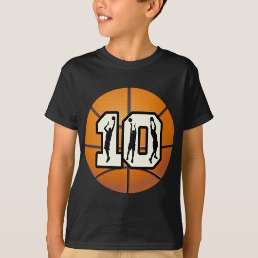Aantal 10 Basketball en Spelers T-shirt (Voorkant)