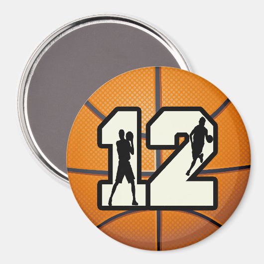 Aantal 12 Basketball en spelers Magneet (Voorkant / Achterkant)
