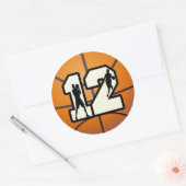 Aantal 12 Basketball en spelers Ronde Sticker (Envelop)