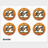 Aantal 12 Basketball en spelers Ronde Sticker (Vel)