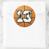 Aantal 13 Basketball en spelers Ronde Sticker (Tas)