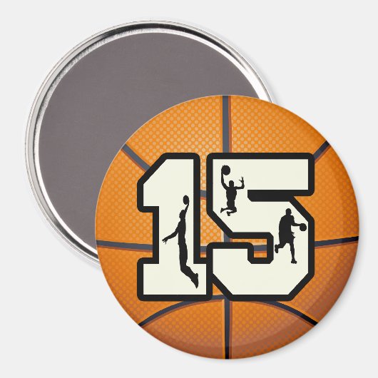 Aantal 15 Basketball en spelers Magneet (Voorkant / Achterkant)