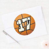 Aantal 17 Basketball en spelers Ronde Sticker (Envelop)