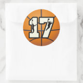 Aantal 17 Basketball en spelers Ronde Sticker (Tas)