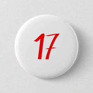 Aantal 17 zeventien rode kleur ronde button 5,7 cm