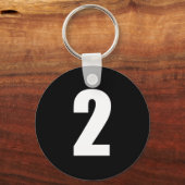 aantal 2 in wit op zwarte knoop sleutelhanger (Voorkant)