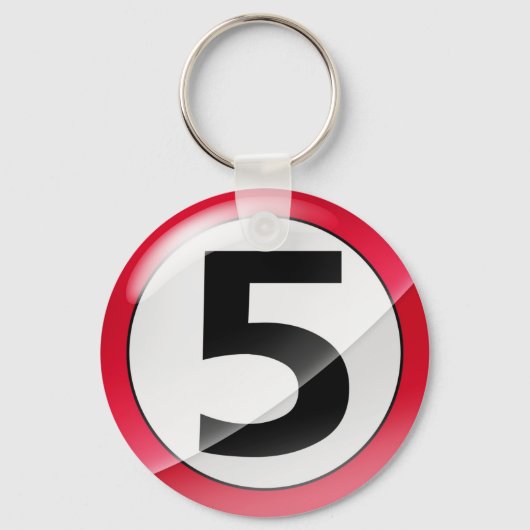Aantal 5 rood Sleutelhanger (Voorkant)