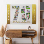 Aantal 70 Foto Collage 70th Birthday Gold & White Imitatie Canvas Print<br><div class="desc">Gepersonaliseerd fotocollage faux canvas voor een 70e verjaardag. Het ontwerp bevat gouden randen en maximaal 13 verschillende foto's die worden weergegeven in de vorm van het nummer 70. De sjabloon is klaar voor u om uw foto's toe te voegen in een combinatie van vierkant, landschap en portret afbeeldingen aan u...</div>