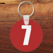 Aantal 7 in wit op rode sleutelhanger (Voorkant)