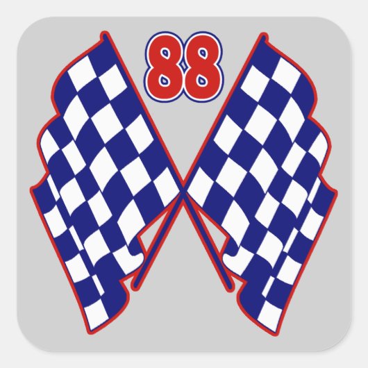 Aantal 88 en Gecontroleerde Vlaggen Vierkante Sticker (Voorkant)
