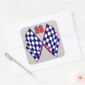 Aantal 88 en Gecontroleerde Vlaggen Vierkante Sticker (Envelop)