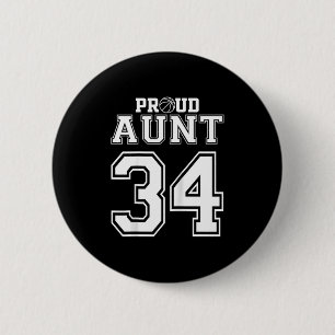 Aantal Aangepast Trots Basketbal Tante Personalise Ronde Button 5,7 Cm
