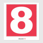 Aantal acht Rood en Witte Sticker (Vel)