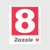 Aantal acht Rood en Witte Sticker (Vel)