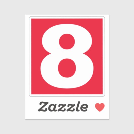 Aantal acht Rood en Witte Sticker (Vel)