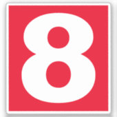 Aantal acht Rood en Witte Sticker (Voorkant)