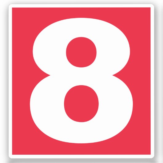 Aantal acht Rood en Witte Sticker (Voorkant)
