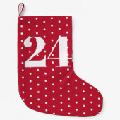 Aantal | Advent Calendar Red en White Polka Dots Kleine Kerstsok (Voorkant)