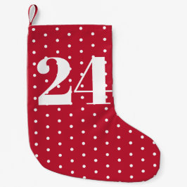 Aantal | Advent Calendar Red en White Polka Dots Kleine Kerstsok