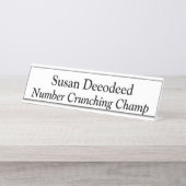 Aantal Crunching Champ Grappige Accountant Wit Bureau Naambordje (Voorkant)