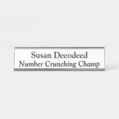 Aantal Crunching Champ Grappige Accountant Wit Bureau Naambordje (Voorkant)