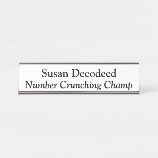 Aantal Crunching Champ Grappige Accountant Wit Bureau Naambordje (Voorkant)