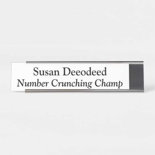 Aantal Crunching Champ Grappige Accountant Wit Bureau Naambordje (Voorkant)