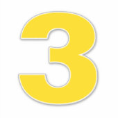 Aantal Drie Goud en Witte Sticker (Voorkant)