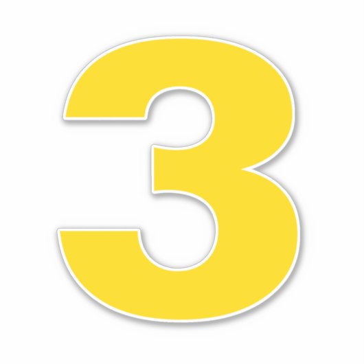 Aantal Drie Goud en Witte Sticker (Voorkant)