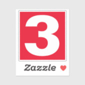 Aantal Drie Rood en Witte Sticker (Vel)