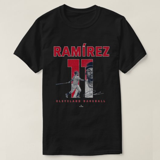 Aantal en Portrait Jose Ramirez Cleveland MLBPA T-shirt (Design voorkant)