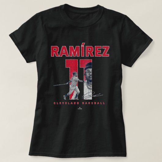 Aantal en Portrait Jose Ramirez Cleveland MLBPA T-shirt (Design voorkant)