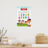 Aantal met blije kinderen poster (Keuken)