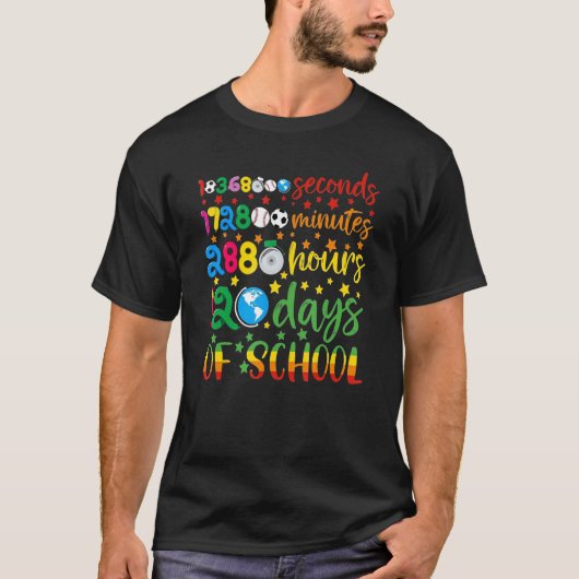 Aantal seconden bij schooluren bij 120 dagen t-shirt (Voorkant)