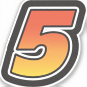 Aantal Vijf 5 Geel Sinaasappel met verloop 3 Slag Sticker (Voorkant)