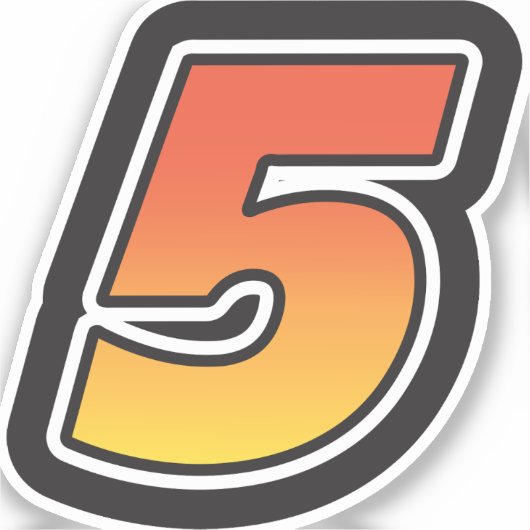 Aantal Vijf 5 Geel Sinaasappel met verloop 3 Slag Sticker (Voorkant)