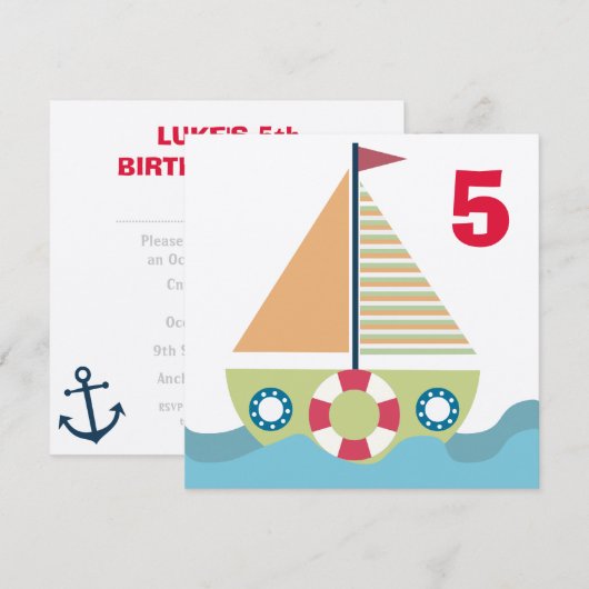 Aantal zagerboten Birthday Party nodigt uit Kaart (Voorkant / Achterkant)