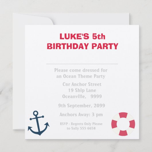 Aantal zagerboten Birthday Party nodigt uit Kaart (Achterkant)