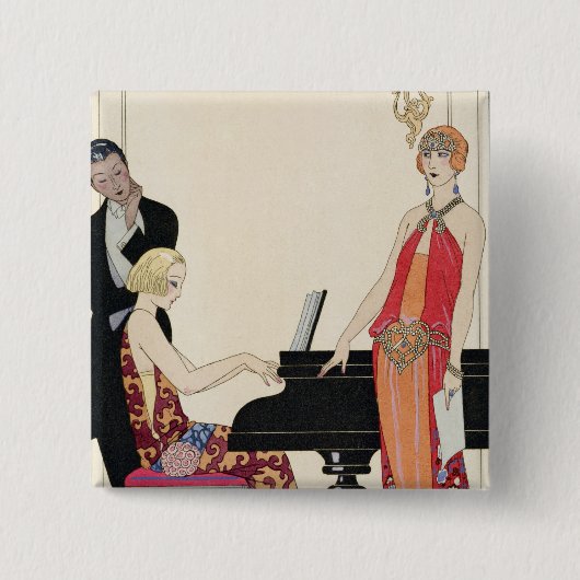 Aantekening, afbeelding voor "Gazette du Bon Ton" Vierkante Button 5,1 Cm (Voorkant)