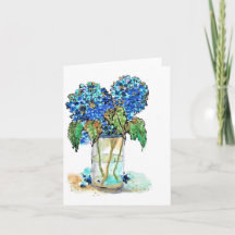 Aantekening Kaart-waterverf van hydrangeas