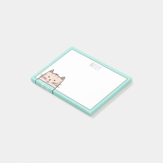 Aantekeningen op gepersonaliseerde Floral Cat Post-it® Notes (Schuin)