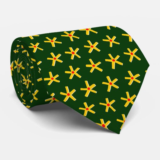 Aantouente Egyptische Star Pattern V2 - Dk Green Stropdas (Opgerold)