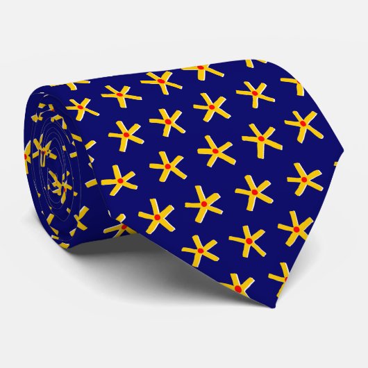 Aantouente Egyptische Star Pattern V2 - Donkerblau Stropdas (Opgerold)
